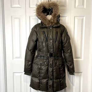 RUDSAK Atelier Noir “Claudine”  Dark Khaki Green Quilted Down Puffer Coat Size M